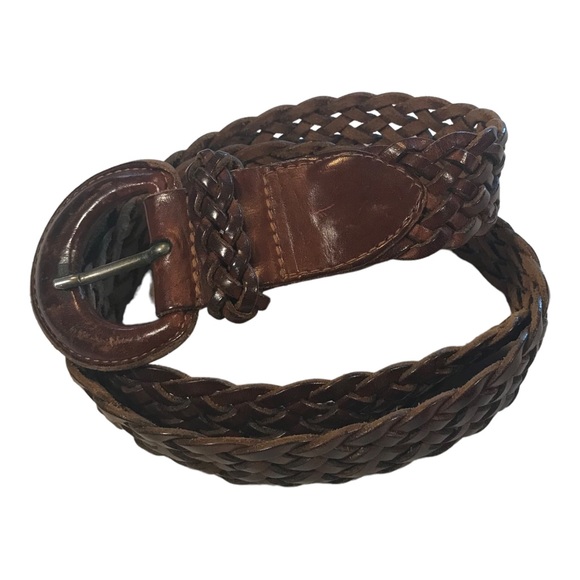 Leather Brown Braided Belt - Picture 1 of 10